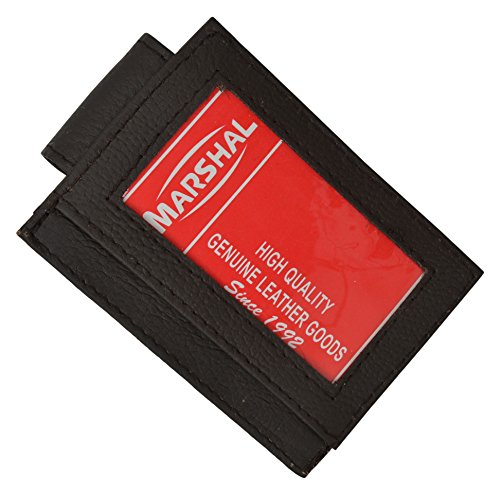 MARSHAL Wallet Men's Genuine Leather Magnetic Money Clip Wallet Card Holder (Black)4