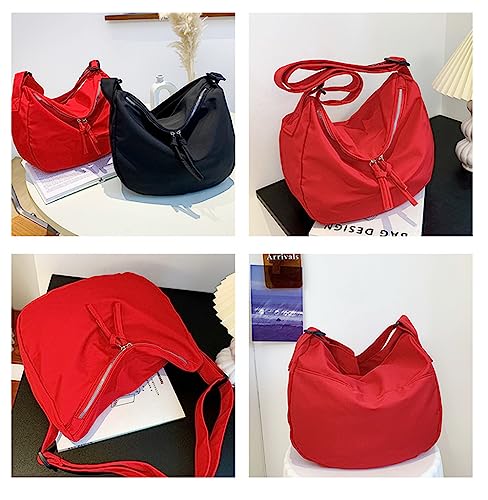 Image of Cotton Tote Handbag Women Canvas Crossbody Beach Bag Hobo Shoulder Tote Bag with 3 External Pocket,Zipper Closure