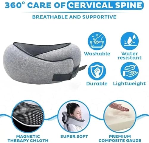 Almohada de cuello de viaje, almohada de espuma viscoelástica en forma de U para mayor comodidad y transpirabilidad, ideal para el hogar, oficina, camping y senderismo