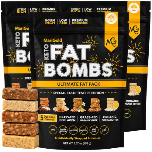 MariGold Keto Fat Bombs, 5-Flavor Sampler, Low-Carb Protein Bars - 3 Pack