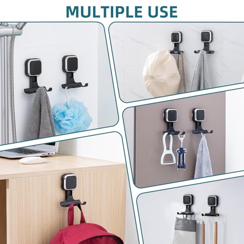 Image of TAILI Suction Cup Razor Holder for Shower Wall 2 Pack, Versatile Suction Cup Hooks for Razor, Towel, Loofah, Squeegee, Cell Phone, Removable Damage-Free Hanging Shower Hook, Shaver Holder, Black