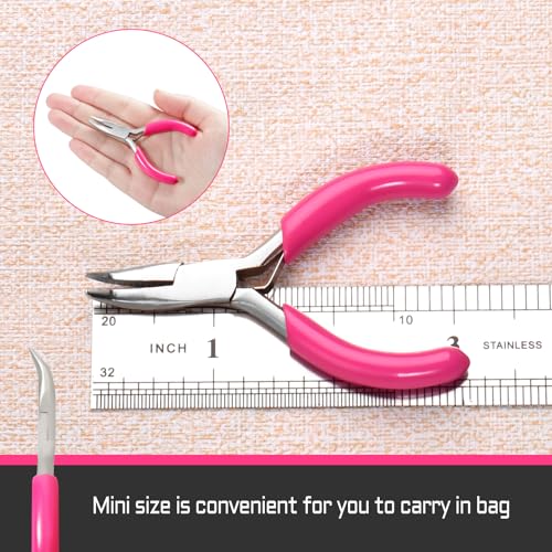 Image of 3 Inch Mini Bent Nose Pliers for Jewelry Making Bent Chain Nose Pliers Smooth Jaw Smalll Beading Pliers Micro Angle Needle Nose Pliers Jewelry Making Supplies