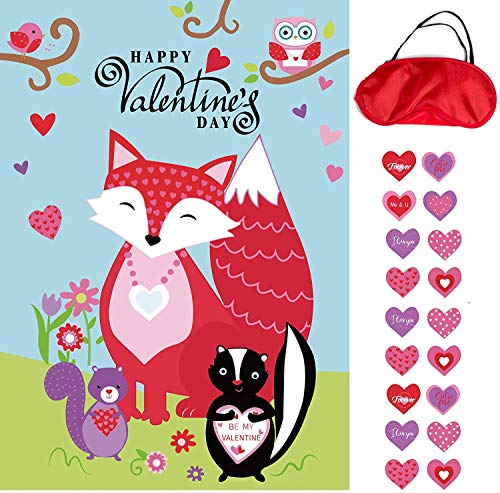 "Valentines Day" Pin the Heart on the Fox valentine's Day gift,Party Game
