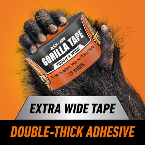 Image of Gorilla Tape Tough & Wide, Black Tape, 2.88 inch x 25 yd (Pack of 1) - Heavy Duty and Weather Resistant for Indoor or Outdoor