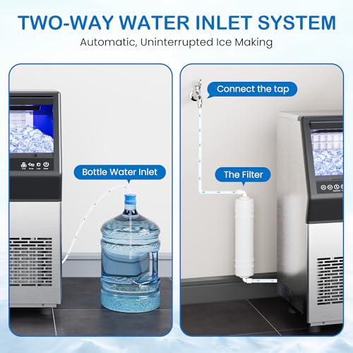 Commercial Ice Maker Machine, 110Lbs/24H Stainless Steel Undercounter Freestanding Ice Maker with 12Lbs Storage Capacity, Self-Cleaning, LED Digital Display, 45 Ice Cubes 8Mins, Home/Bar/Restaurant - Image 6