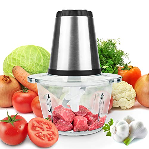 Electric Food Chopper, 5-Cup 1.2L Mini Meat Vegetable Fruit Processor with 4 Detachable Stainless Steel Blades Fast & Slow 2 Speeds 230W Easter Gifts