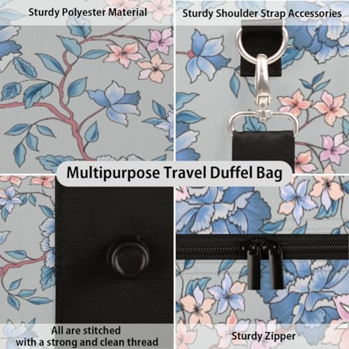 Modern Flowers Travel Duffel Bag, Elegant Sports Tote Gym Bag, Foldable Weekender Overnight Bag, Luggage Handle Bag for Women Men3