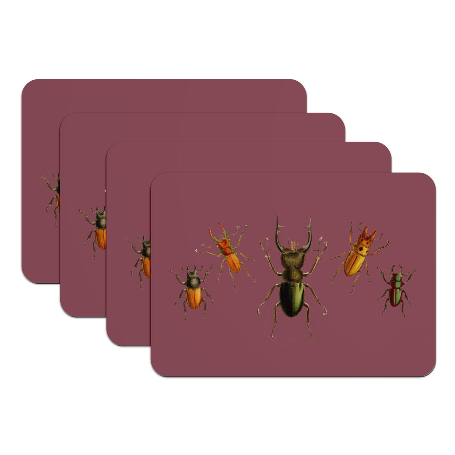 Set de table rouge scarabées grand format 4 pièces pour décorer votre salle à manger