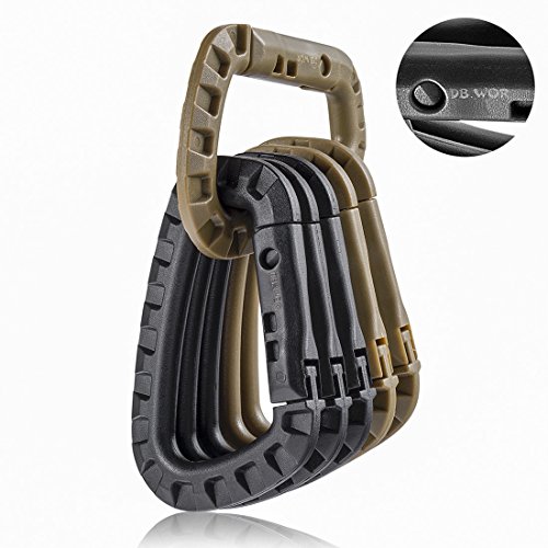 DB.WOR Carabiner Tactical 6pcs Enforcement Polymer Light Weight D-Ring Hanging Hook