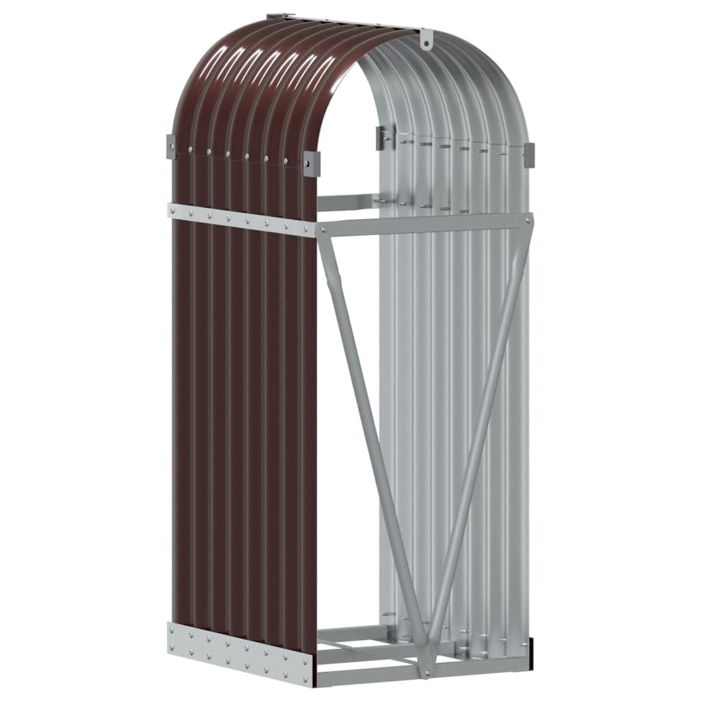 Kaminholzunterstand Braun 40x45x100 cm Verzinkter Stahl mit Wandhalterung für stabile Holzlagerung im Außenbereich, wetterfestes Holzregal für Kaminofen, Garten, Terrasse