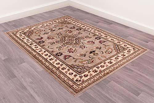 Lord of Rugs Sherborne Quality Traditional Classic Oriental Living Room Bedroom Rug Beige Small 80x150cm (2'6''x5')
