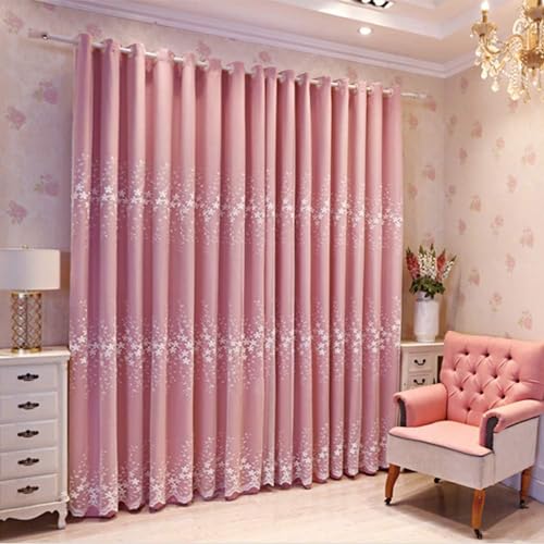 Rideau occultant double couche rose dentelle brodée panneau moderne salon