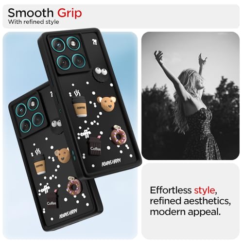 Image of Pikkme Back Cover for Motorola Moto Edge 60 5G / Motorola Moto Edge 60 Fusion 5G | Cute Fun Cartoon 3D Bear Silicone Full Body Protection Bumper Case (Black)