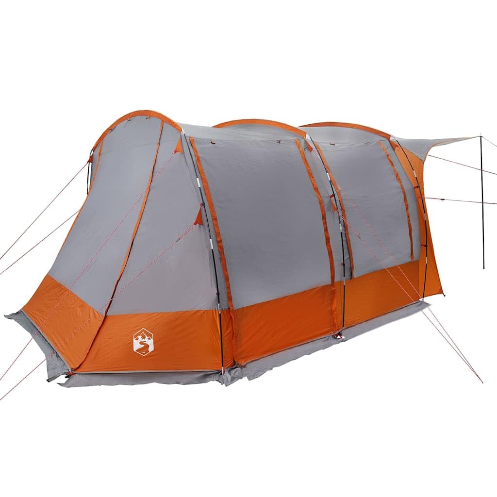 Tienda de campaña gris y naranja, impermeable, con revestimiento de poliuretano, para camping y festivales, fácil de instalar, resistente al viento, duradera y portátil