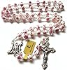 elegantmedical Handmade ROSE PINK Veluriyam ROSE BEADS ROSARY & ITALY CROSS MEDAL Catholic necklace GIFT BOX