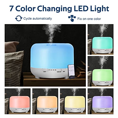 Aromatherapy Essential Oil Diffuser For Room: 500Ml Aroma Air Humidifier Remote Control For Home Large & Small Rooms - Ultrasonic Cool Mist Diffusers Oils Vaporizer With Light & Timer Bedroom Office #TOP1