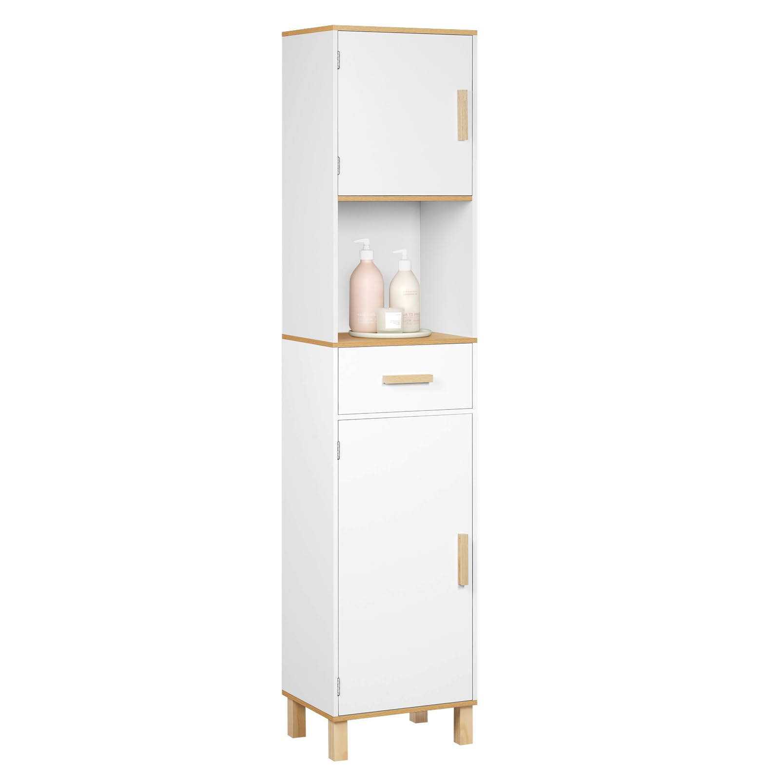 Zravenna Armadietto da bagno 180 x 40 x 50 cm, armadietto da bagno sottile, scomparto aperto