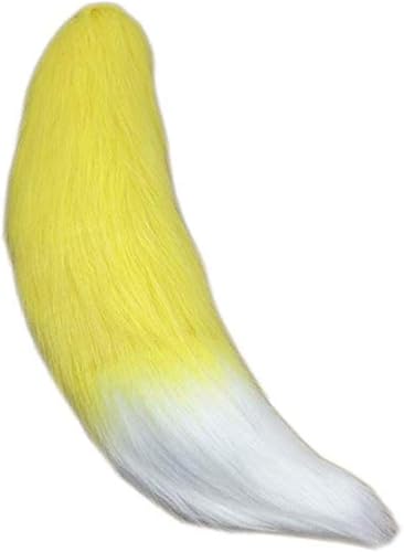 Anime Wolf FoxCat - Cola de felpa de 25 pulgadas + 2 orejas de clip para Halloween Cosplay