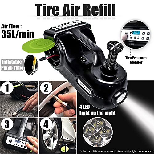 Wayska Electric Car Jack 5 Ton, 12V Electric Hydraulic Floor Jack Lcd Display Screen, Electric Jack With Electric Impact Wrench And Inflator Pump For Suv Sedan Truck Lift And Change Tires #TOP3