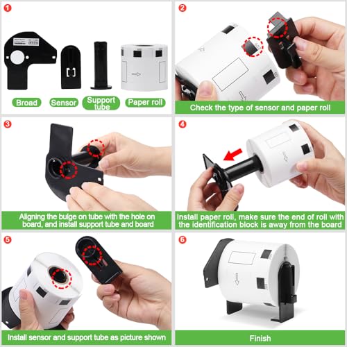 Replace for Brother (2.4 in x 1.1 in) DK-1209 White Label for Small Address/Barcode Labels, Roll of 800 Stickers use with QL-800 Printer, 29 x 62mm (5 Rolls+ 1 Reusable Cartridges)