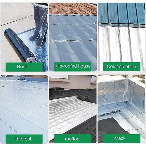 Cinta autoadhesiva impermeable para sellado de techo, cinta de reparación de betún de aluminio para aislar y sellar fugas en techos, tuberías y alféizares de ventanas (0,5 x 7 m)