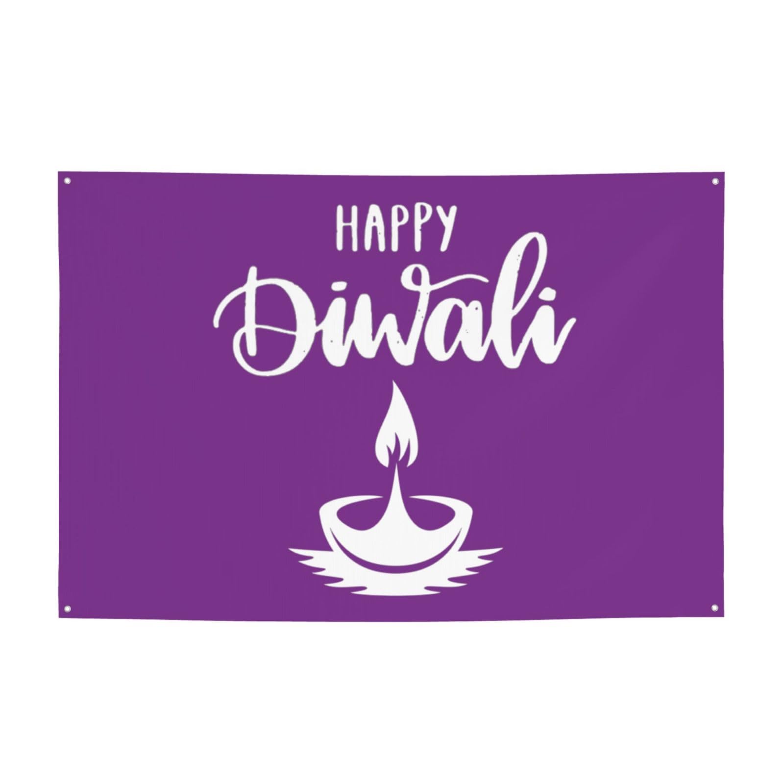 Diwali Burning Candle Oil Lamp Festival Banner 47x71in Celebrate A Grand Event Blooming Brightly!