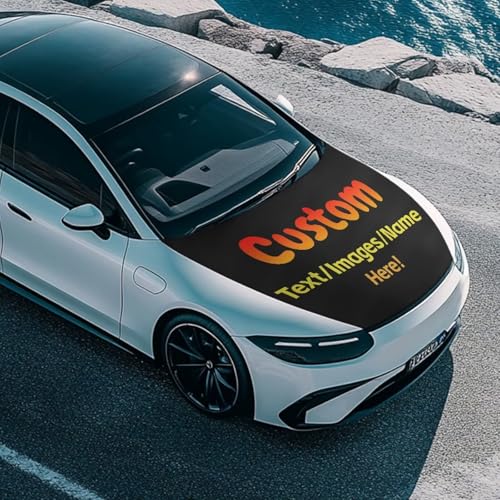 Image of Custom Images Car Hood Cover Stretch Polyester Car Hood Cover Waterproof Automotive Accessories Suitable Most Automotive Sedans Trucks Pickup Sports Cars