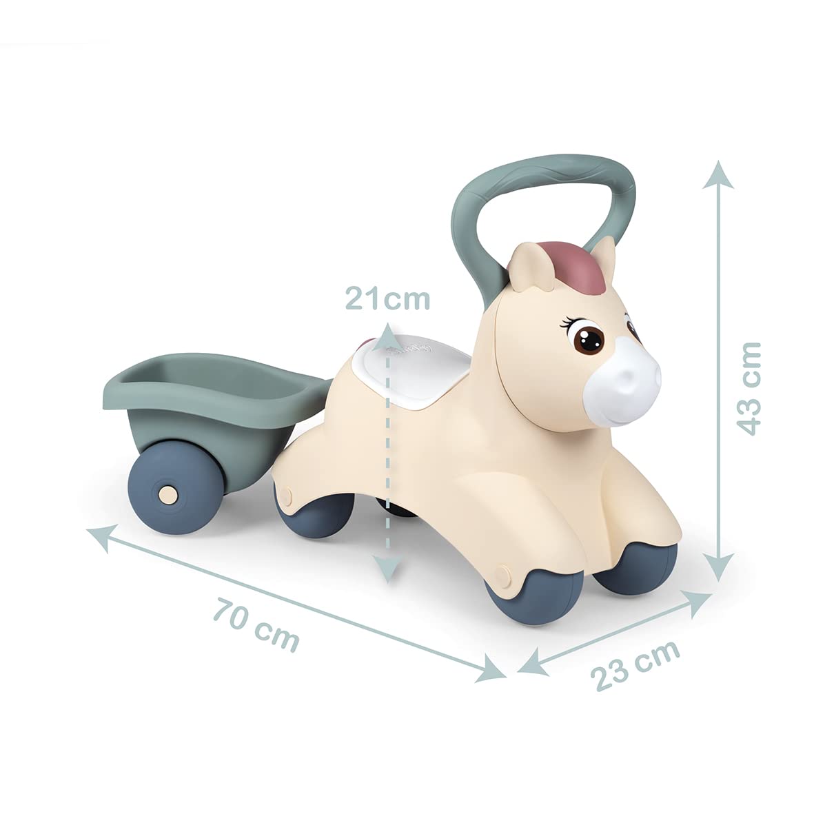 Smoby Toys - Little Smoby Baby-Rutscher Pony - Rutschfahrzeug ab 1 Jahr - Baby-Lauflernhilfe mit kleinem Anhänger