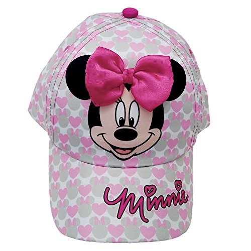 Disney Girls' Minnie Mouse Baseball Cap – 3D Bow Curved Brim Strap Back Hat (4-7), Size 2-4T, Minnie Mouse Hearts #TOP1