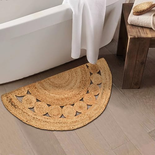 Tapete Boho Trenzado 1.5x3 ft Juta Natural Semicircular miniatura 6