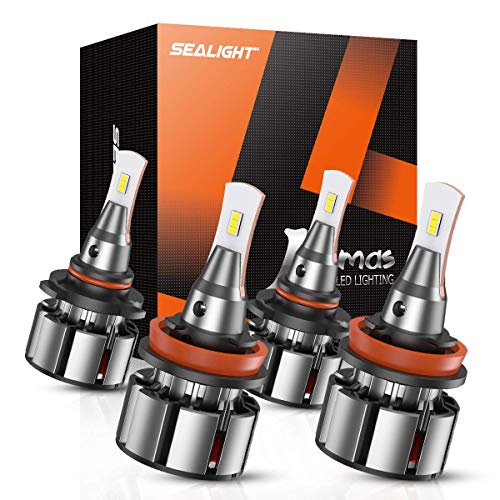 SEALIGHT HB3 High Beam H9 Low Beam Combo LED Headlight Bulbs, Pack of 4