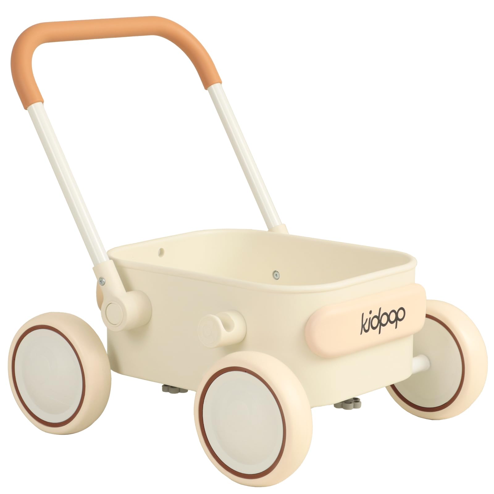 kidpop pula 2-in-1 push and pull-along wagon, baby push walker for first learner  (white)