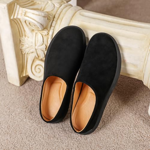 Image of LCQL Men Breathable Slides Slipper Leather Mules and Clog Summer Outdoor Indoor Flat Loafers Size 7-12