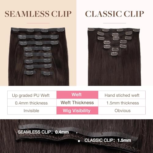 Image of GOO GOO Seamless Clip in Hair Extensions Real Human Hair Remy Extensions