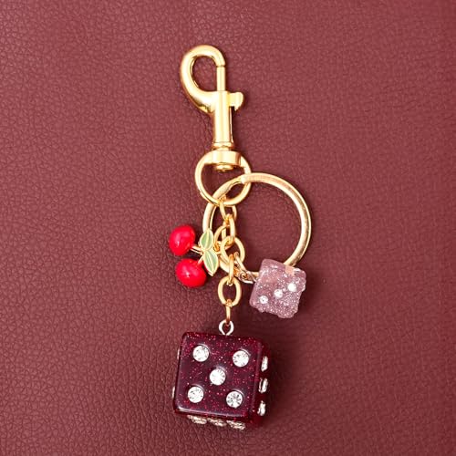 Image of 8 Ball Dice Charm Keychain - Cute Bag Purse Handbag Accessories - Y2K Aesthetic Key Chain for Women Men