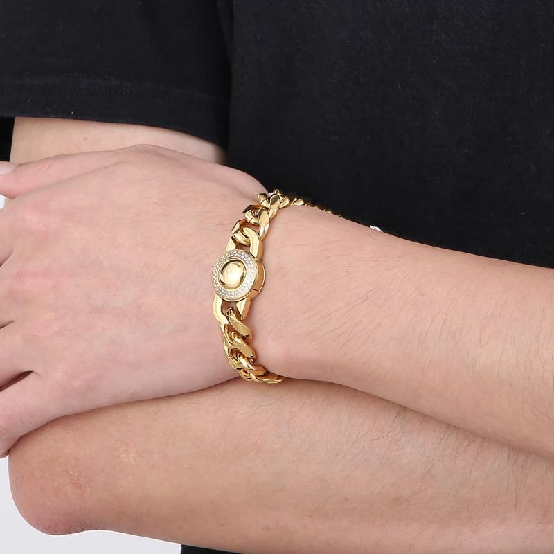 13mm Miami Cuban Link Bracelet for Men - 18K Gold/Silver Sturdy Stainless Steel Link Bracelet for Dad Boyfriend Husband Hip Hop Jewelry - Image 3