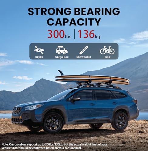Soruci 300lbs Roof Rack Cross Bar Compatible with Subaru Outback Wilderness 2022-2025 (Only Fit Wilderness), Aluminum Roof Rails Crossbar for Rooftop Cargo Kayak Bike Snowboard by Soruci - Image 3