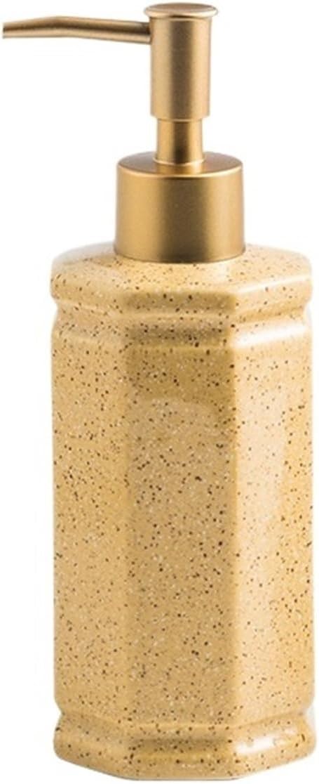 Beautiful Simple Ceramic Soap Dispenser with Pump Bathroom Shampoo Lotion Push Bottle Bathroom Decor(Yellow)