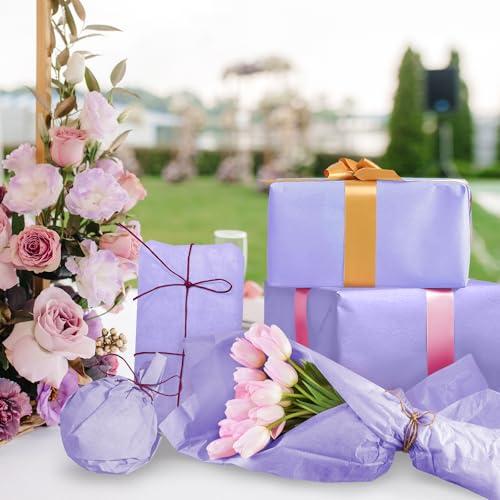 Image of 120 Sheets 20 inchX14 inch Tissue Paper for Gift Bags Wrapping, Light Purple Art Tissue Paper Bulk for Weddings Birthday Party Crafts Decoration