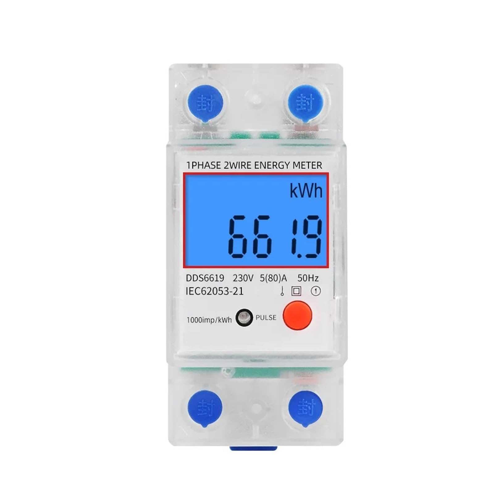 Compteur D'énergie Monophasé À Affichage Numérique LCD, AC 230V, 80a, 2P, Kwh, Consommation D'énergie, Wattmètre Avec Rétro-éclairage
