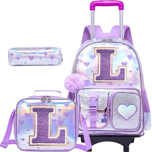 Meetbelify Mochila com rodinhas para meninas de 6 a 8 anos roxa G