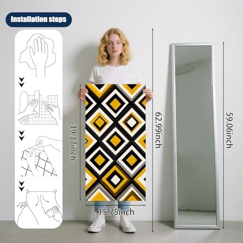 Image of Nuxovilar Rhombus Geometric Peel and Stick Wallpaper 15.75 inchx39.37 inch Vinyl