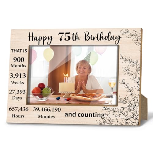 Fihjm 75th Birthday Picture Frame, 75th Birthday Gifts for Women Men Grandma Grandpa Dad...
