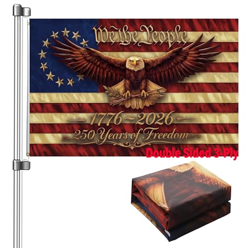 250 Anniversary USA Flag 3x5: We The People Flags Heavy Duty Double Sided 3-Ply - 1776-2026 Patriotic Banner UV Protection & Fade Resistant & Reinforced Brass Grommets - 250 Years Of Freedom