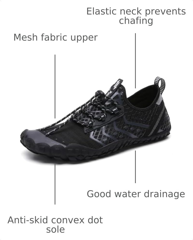 Image of UBFEN Water Shoes for Men Women Quick Dry Swim Aqua Socks | Lightweight Barefoot-style Fit, Rubber Sole, Hiking, Fishing, Kayaking, Beach, Pool, Boating, Diving And Water-to-land Wear