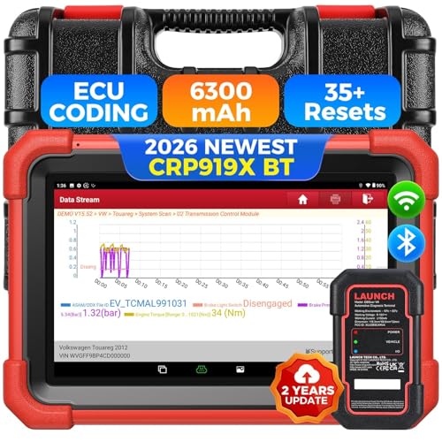 LAUNCH X431 CRP919X BT OBD2 Diagnosegerät, 2024 Bidirektionales Diagnosetool mit 37+ Dienst, OE-Level Alle System Diagnosescanner, Aktiver Test, CANFD&DOIP, ECU-Kodierung, VAG Geführt,2-Jahre Update