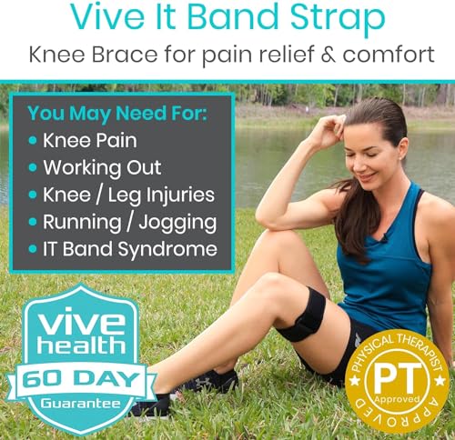 vive it band strap - iliotibial band compression wrap - outside of knee pain hip thigh amp itb syndrome support - neoprene brace for running and exercise - athletic stabilizer for men women