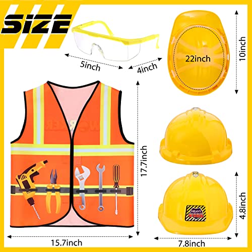 Construction Worker Costume Role Play Dress Up Set With Construction Hat And Costume Vest Goggles For 3 4 5 6 7 Years Old Toddlers Kids Boys Girls, Educational Gift For Kids Birthday Party #TOP2