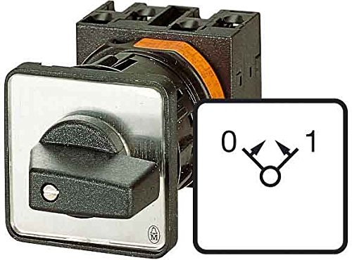 Eaton T0-1-15366/EZ Z Interruptor Pulsador ON-OFF, Contactos 2, con Retorno en Posicións 0 and 1, 20 A, Placa Indicadora 0><1, 45°, con Retorno, Montaje Empotrado con Fijación Central