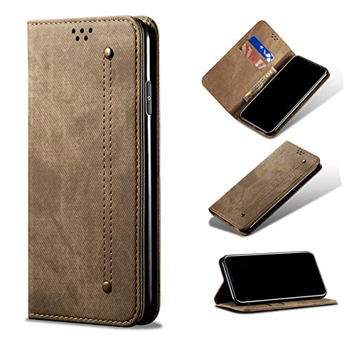 Étui portefeuille en cuir kaki pour Samsung A50, rangements intégrés et protection complète